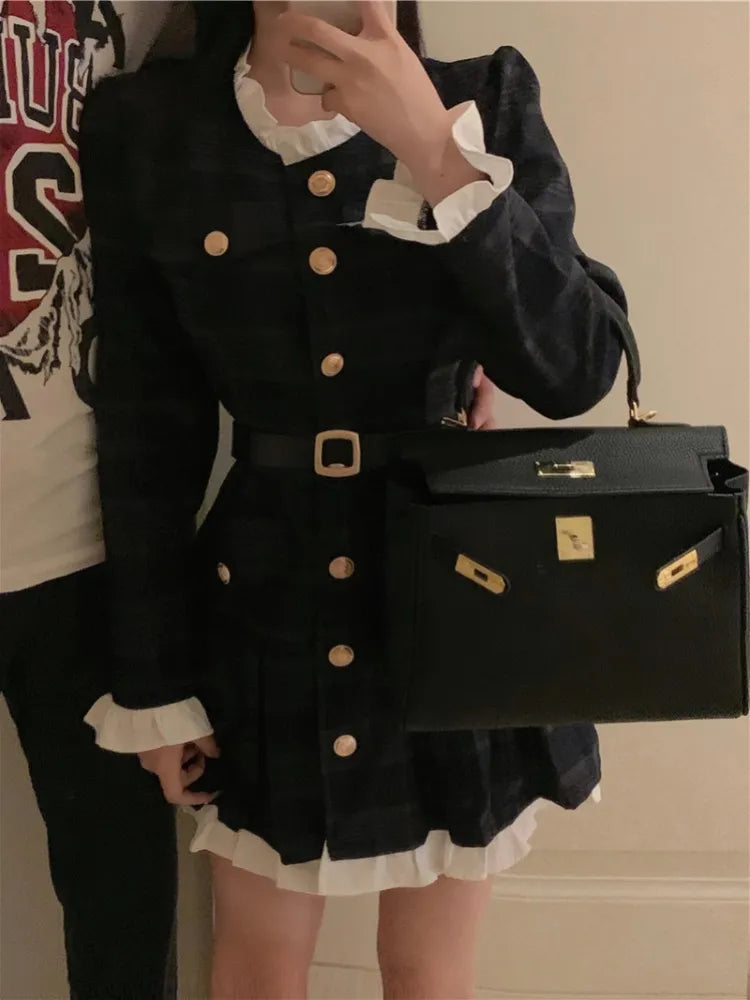 Kvinnors Miniklänning Patchwork Polyester Ansluten Passform-3