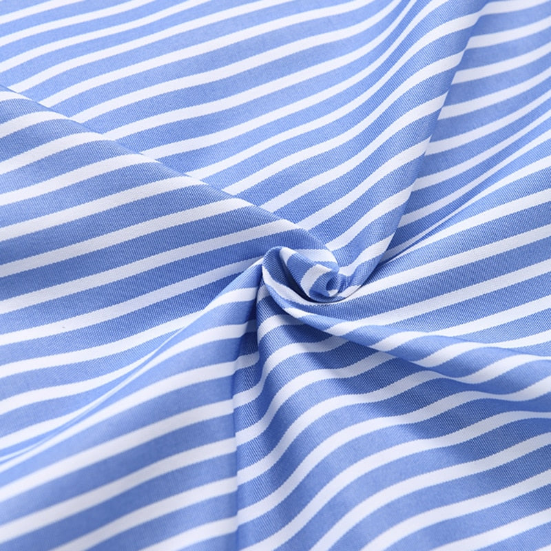 Herrskjorta Långärmad Randig Polyester Lösa Passform-5