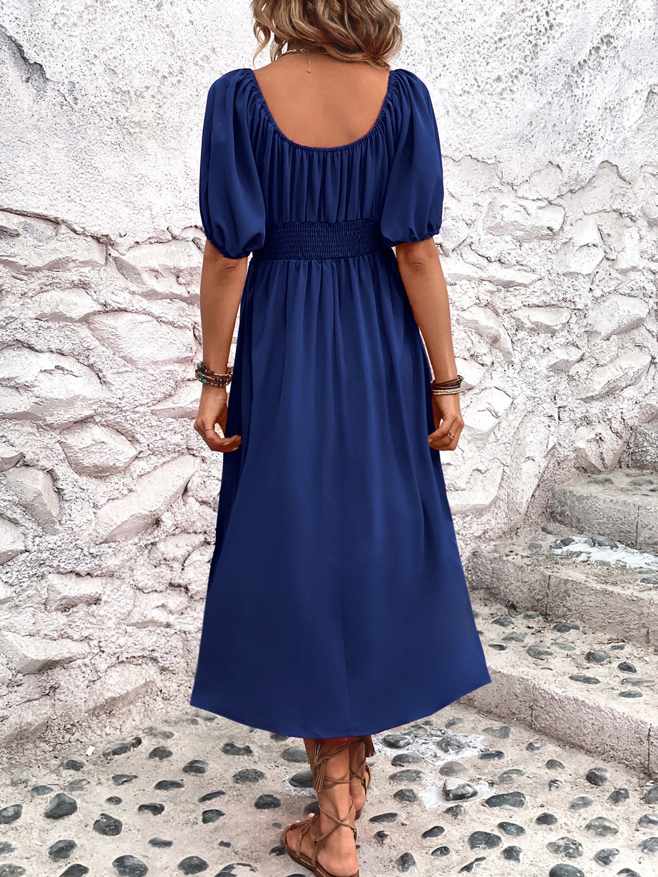 Dam Midiklänning Axelfri Modern Stil i Andningsbart Material-4