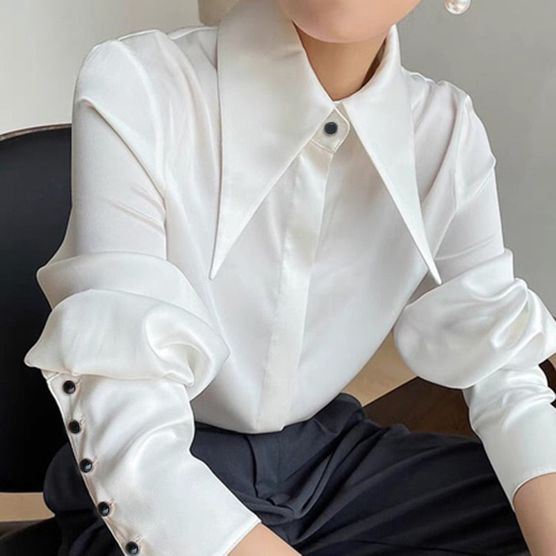 Variant image for Dam Blus Klassisk Slim Fit Satin-2