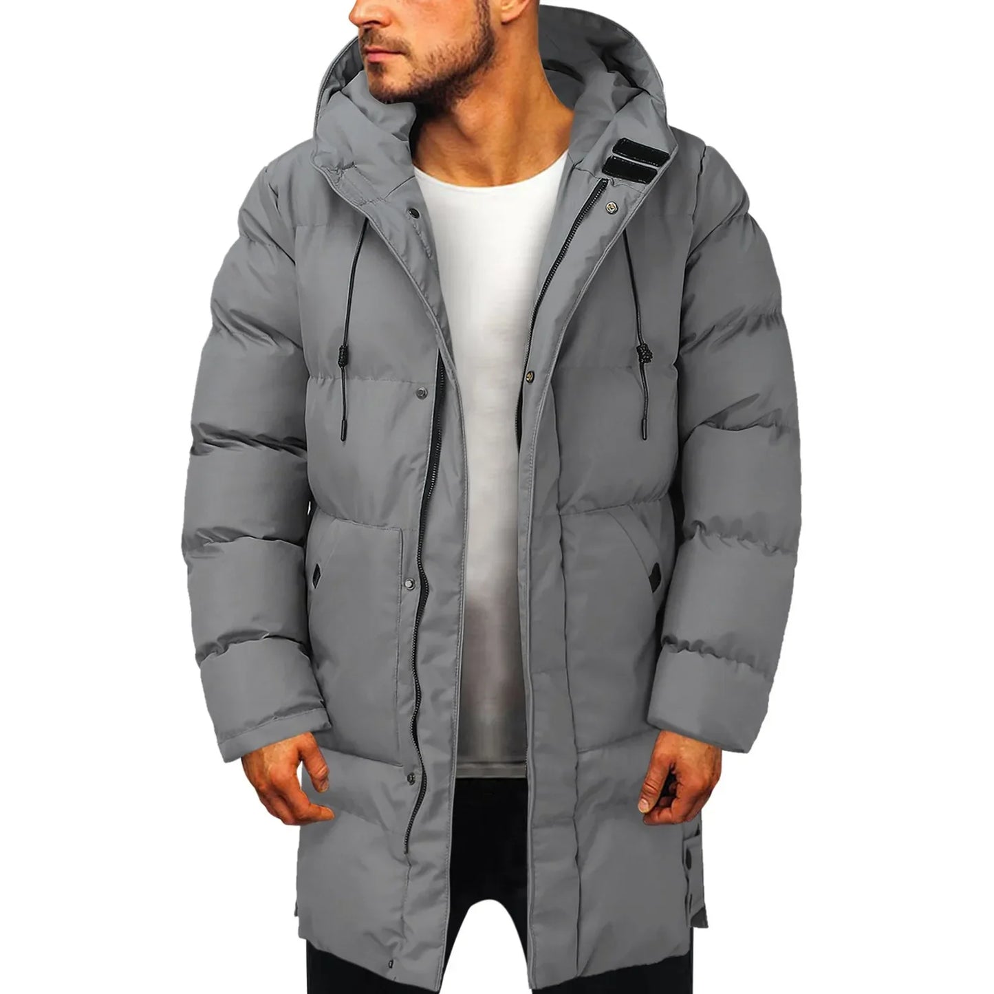 Variant image for Herr Lång Kappa Med Huva Av Slitstarkt Polyester För Avslappnad Stil-19