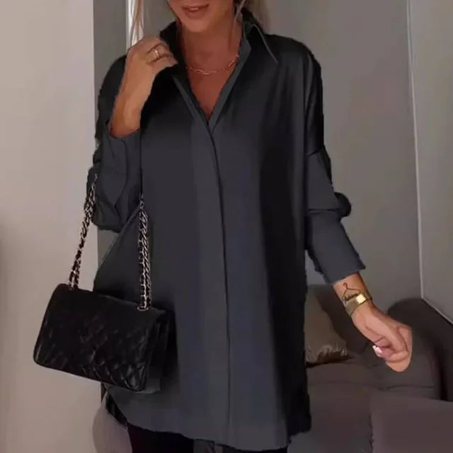 Dam Skjortklänning Lång i Högkvalitativt Material med Lekfull Design-4