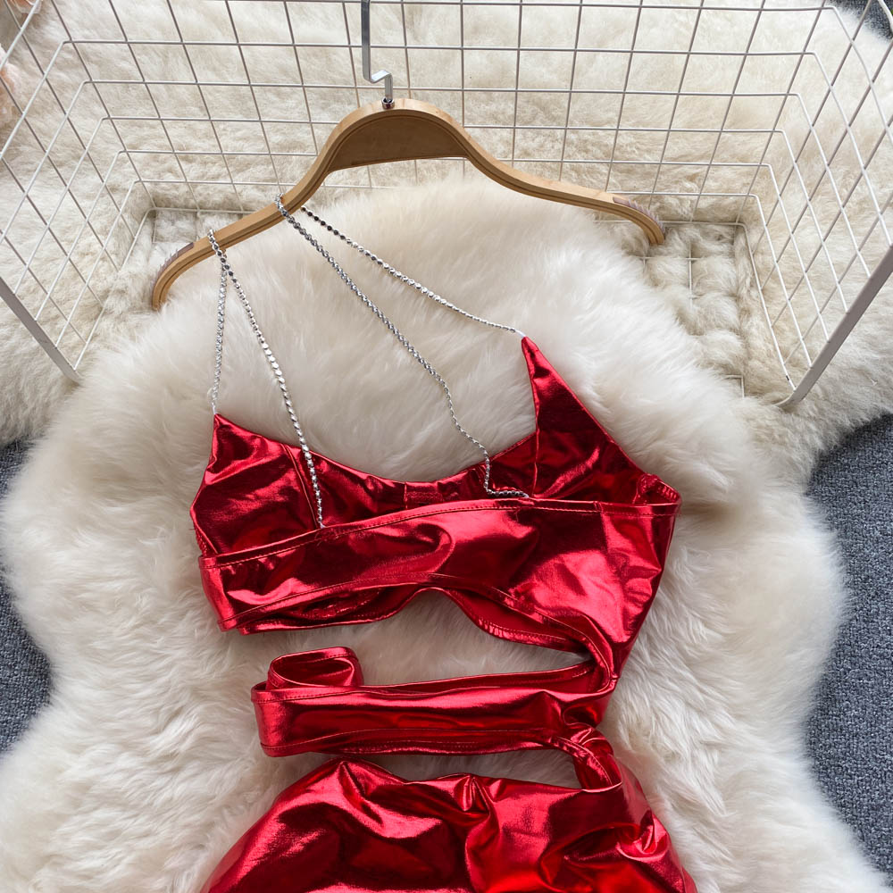 Kvinnors Mini Klänning Spaghetti Band Bomull Polyester Slim Fit-4