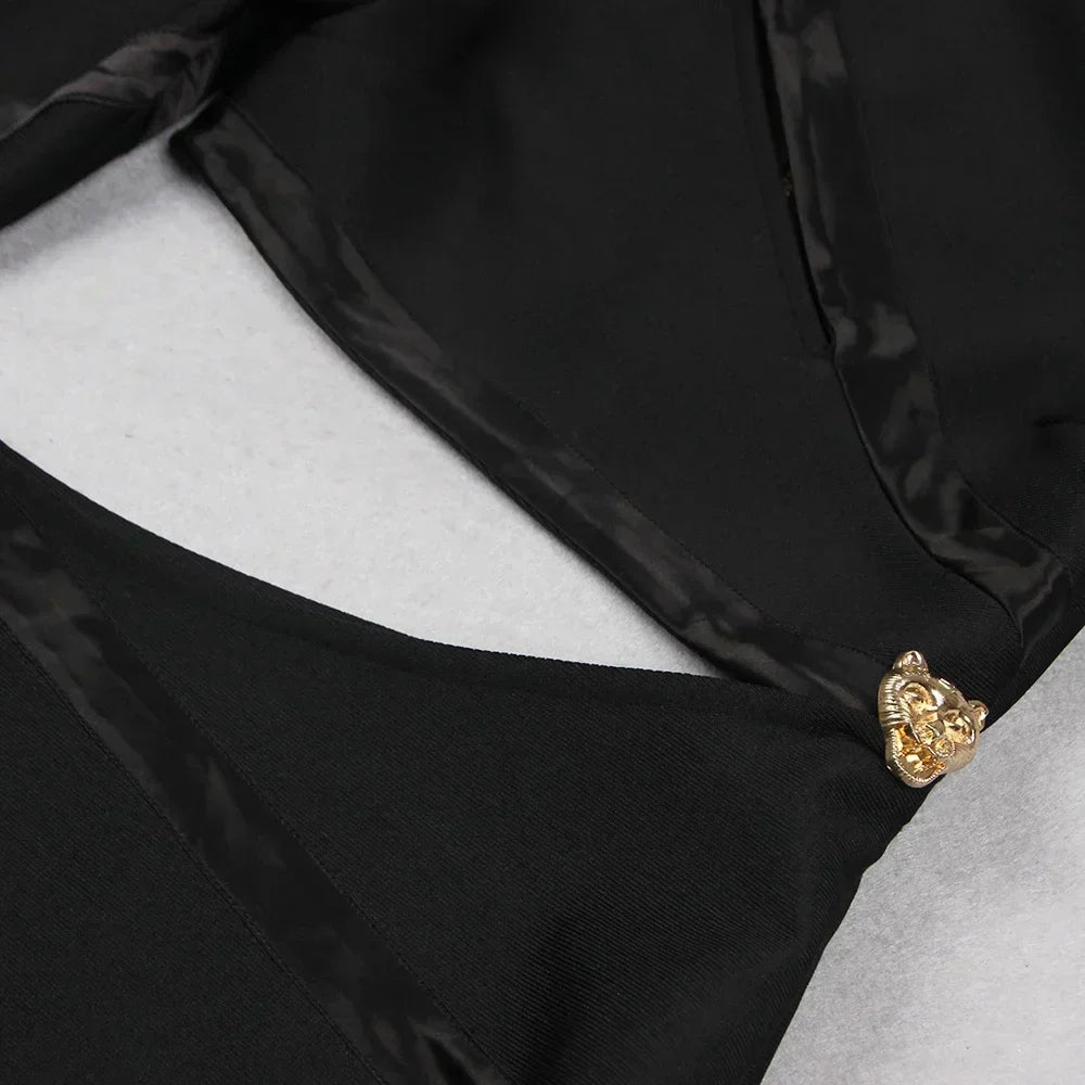 Kvinna Miniklänning Skräddarsydd Bomull Monokrom-4