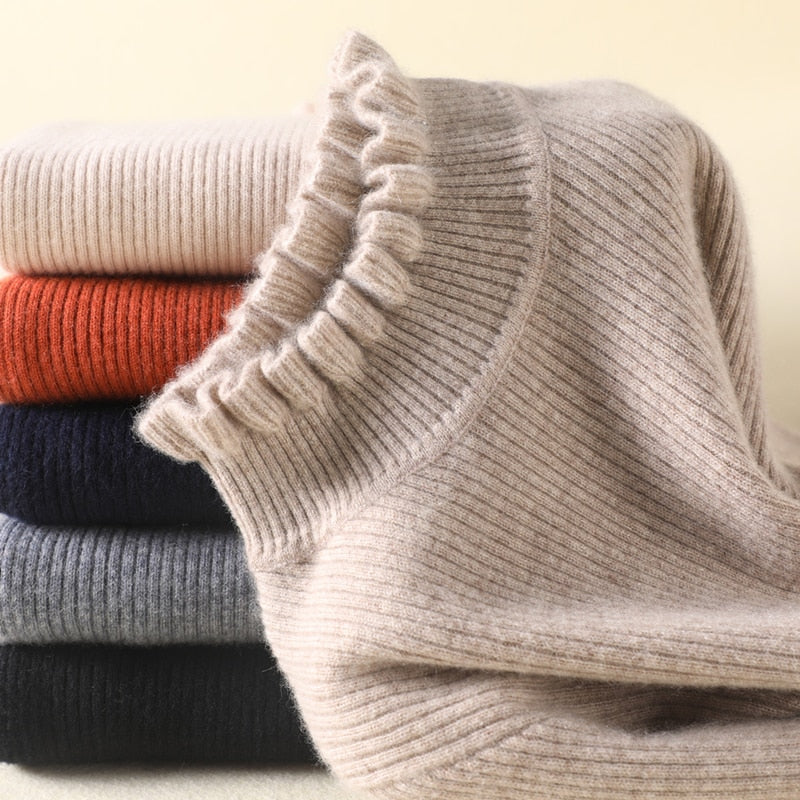 Dam Turtleneck Tröja i Kashmirmix Elegant Stilren Design-2