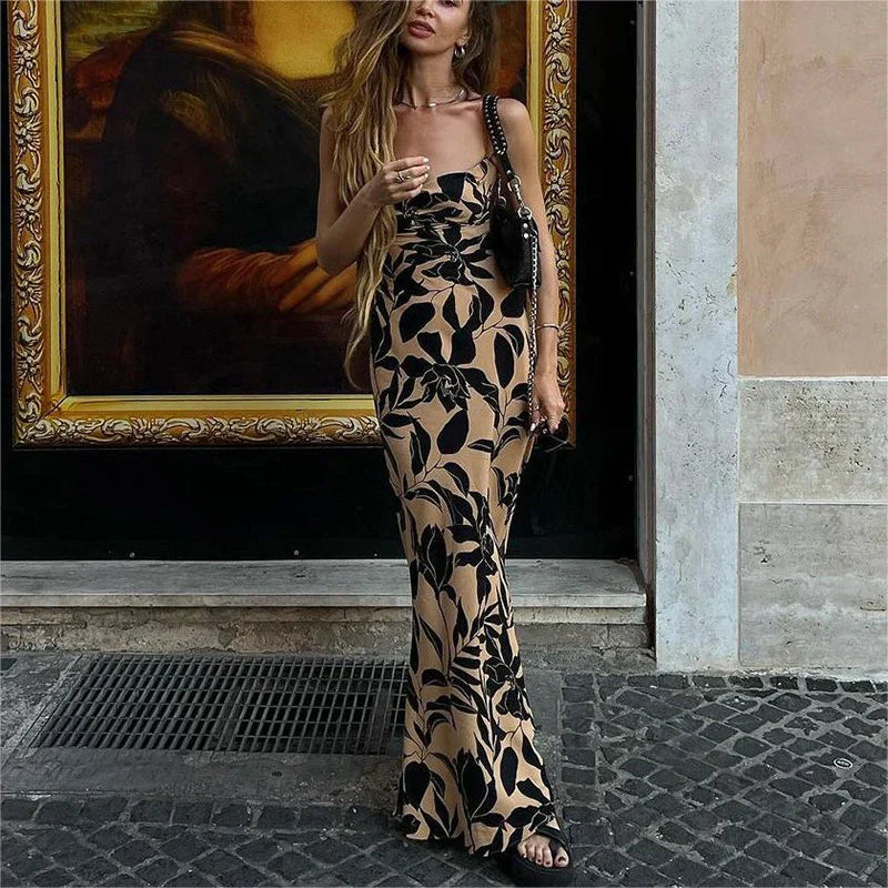 Maxi Klänning Dam Figur-huggande Design Bomull Polyester-6