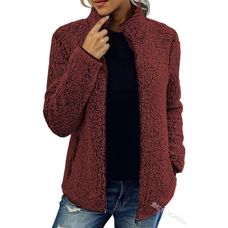 Dam Fleecejacka Modern Vinterdesign Mjuk Fleece-3