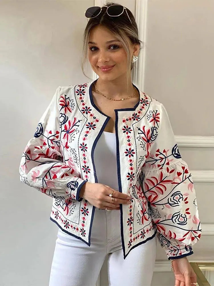 Dam Kofta Blommig Etnisk Stil 100% Polyester-5