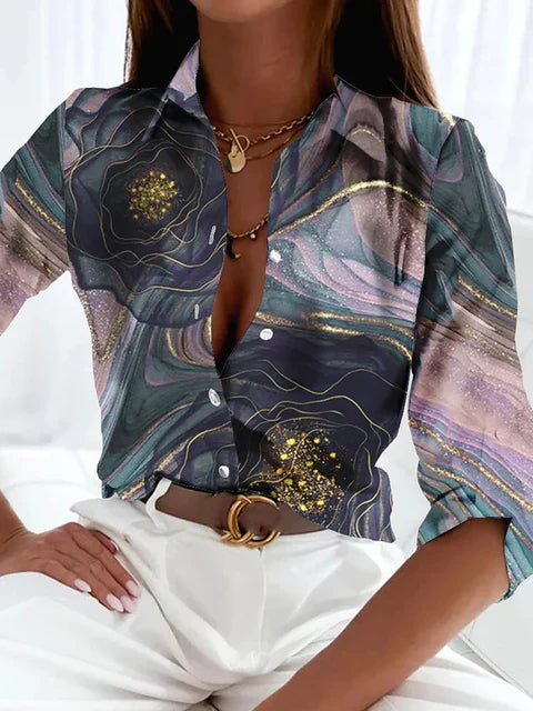 Dam Blus Elegant Linne Tidlös Design 100% Linne-1