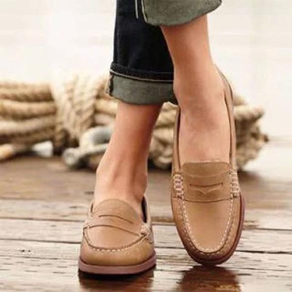 Dam Skor Ortopediska Slip-On Läder Ergonomisk Design-3