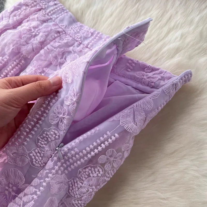 Damklänning Puffärmar A-Line Bomull-3