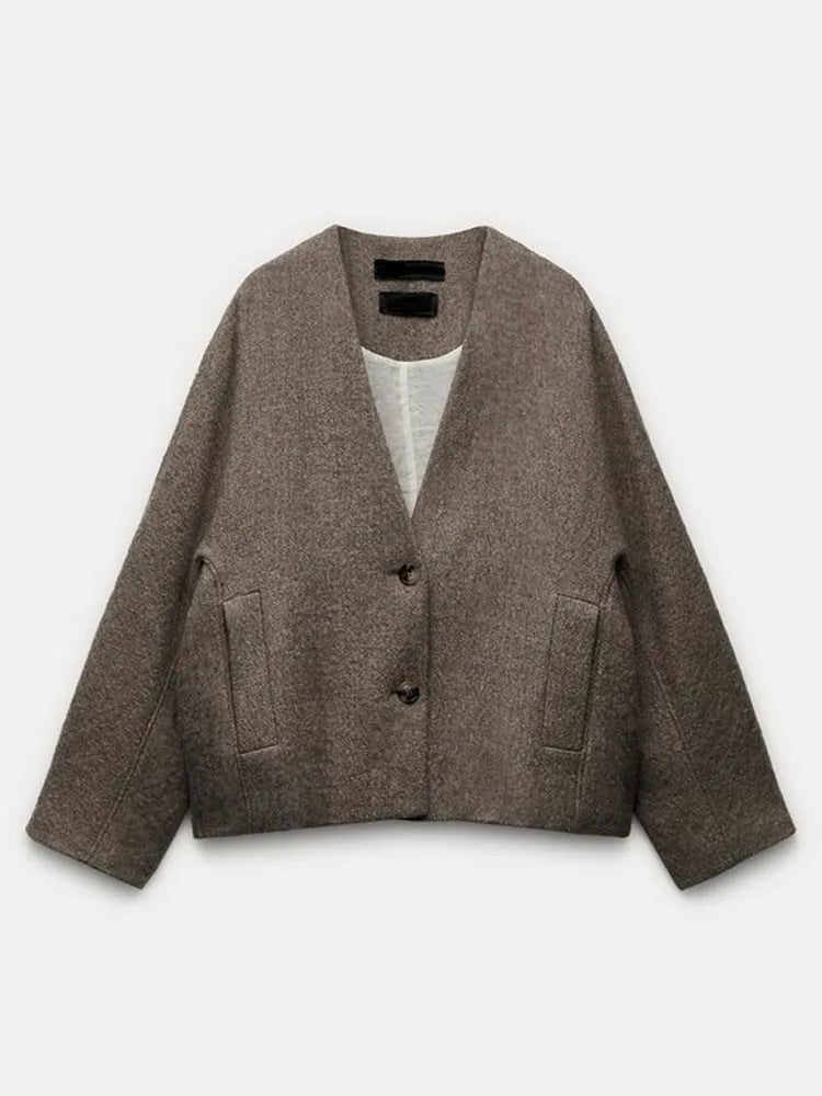 Dam Blazer Elegant Designerstil Högkvalitativ Polyester Viskos-5
