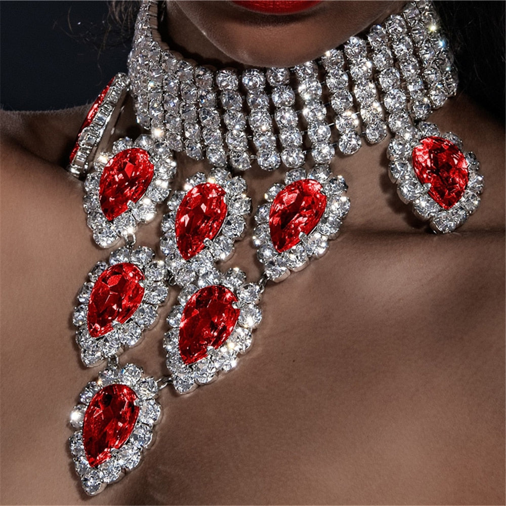 Variant image for Kvinnors Smyckeset Halsband och Örhängen Koppar med Strass-17