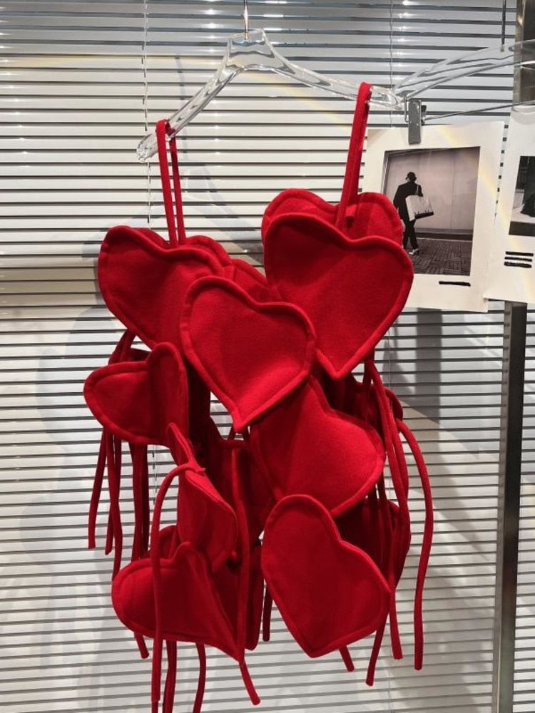 Dam Tank Top Hjärtformad Design Justerbar Polyester-5