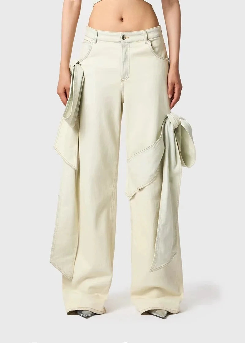 Snygga Byxor Dam Kort Stil Polyester Denim med Fickor-4