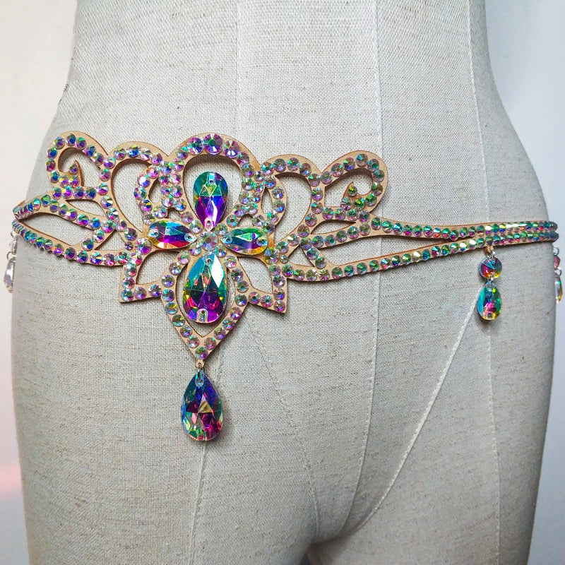 Dam Höftkedja Metall Glänsande Strass-5