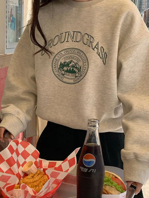 Dam Tröja Vintage Stil Mjuk Material-1