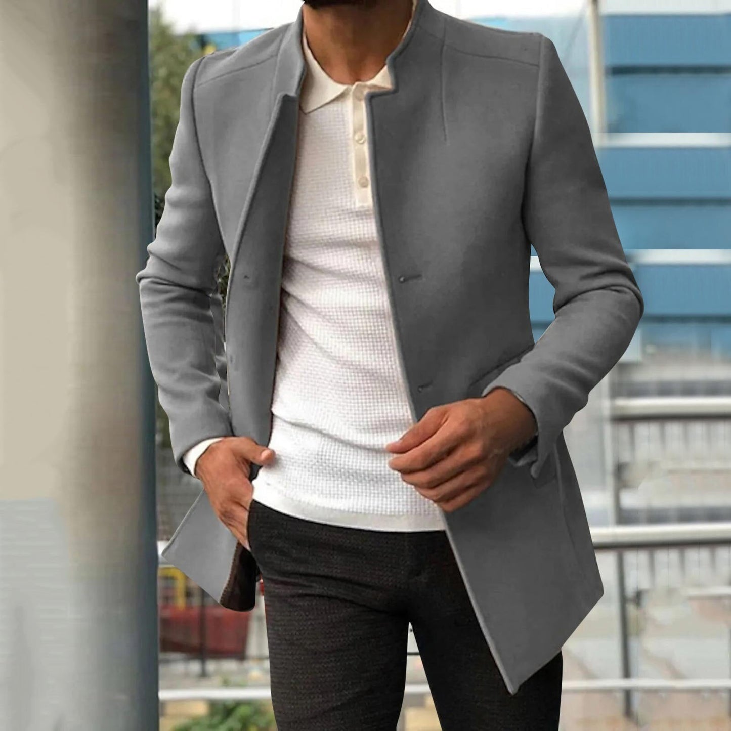 Herr Vinterblazer Modern Stil Kvalitetsmaterial-4