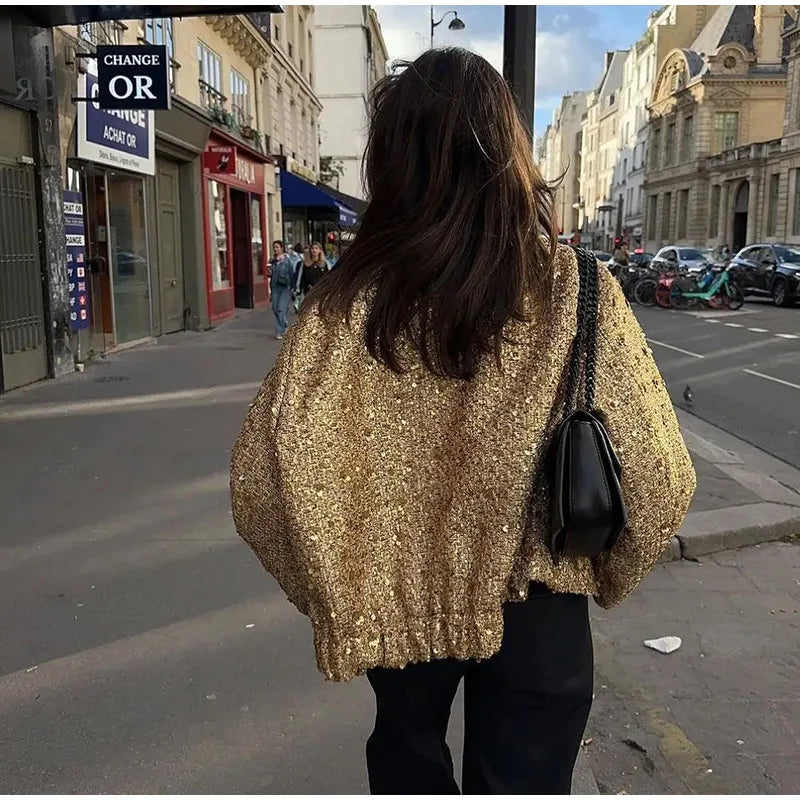 Dam Vinterjacka Lång Paljetter Polyester Mjuk Foder-5