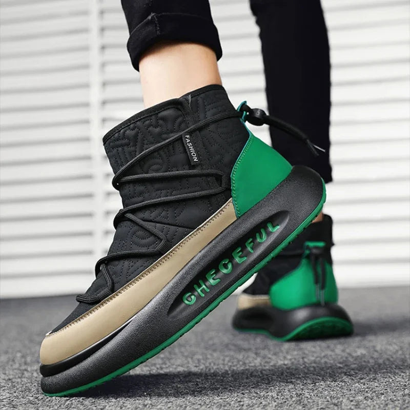 Herr High-Top Sneakers Quiltad Vinter Textil Syntet-6