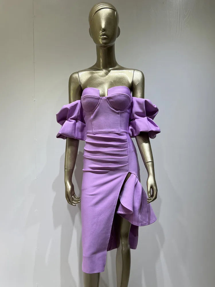 Kvinnors Midi Klänning Monokrom Nylon Spandex-2