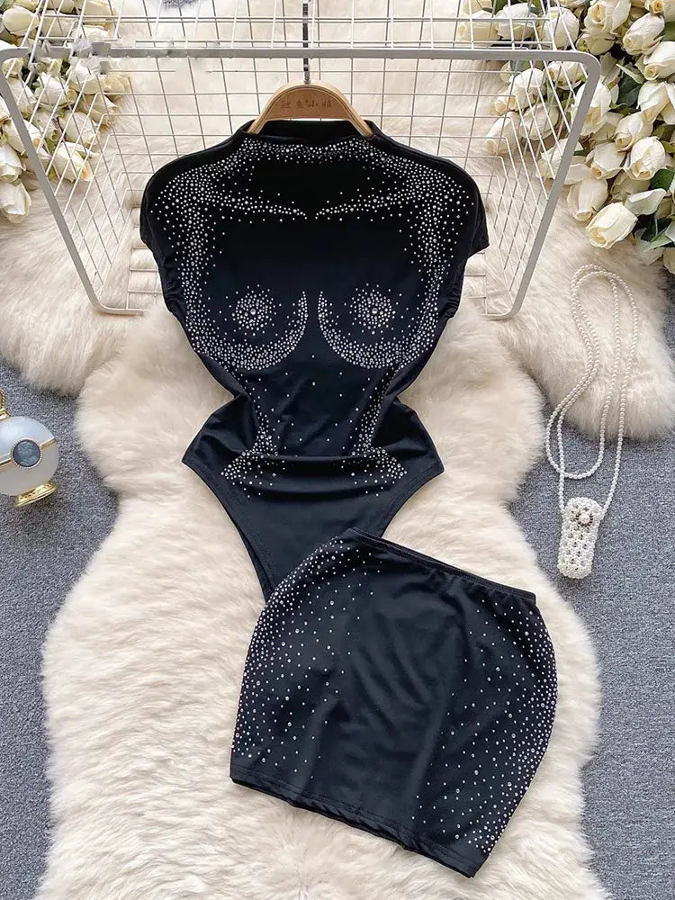 Variant image for Dam Rockuppsättning Elegant Polyester Hög Midja Tunn Sommarkläder-1