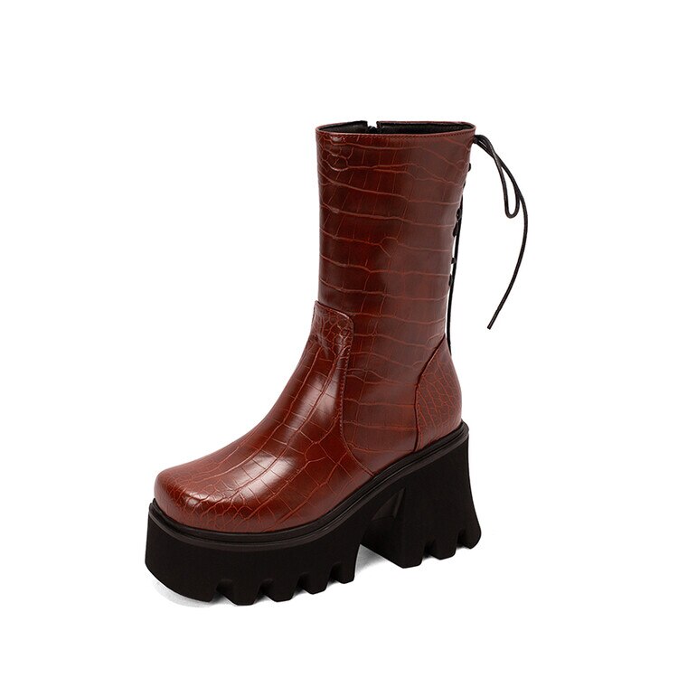 Dam Stövlar Hög Topp Spets-up Gummi Martin Boot-5