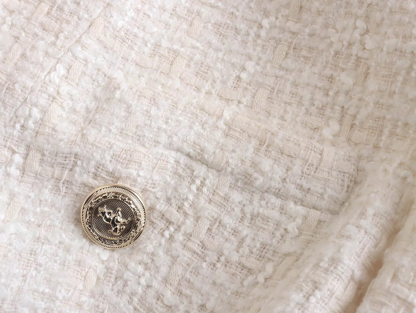 Dam Blazer Dubbelknäppning Bomull och Polyester Elegant Standard Passform-3