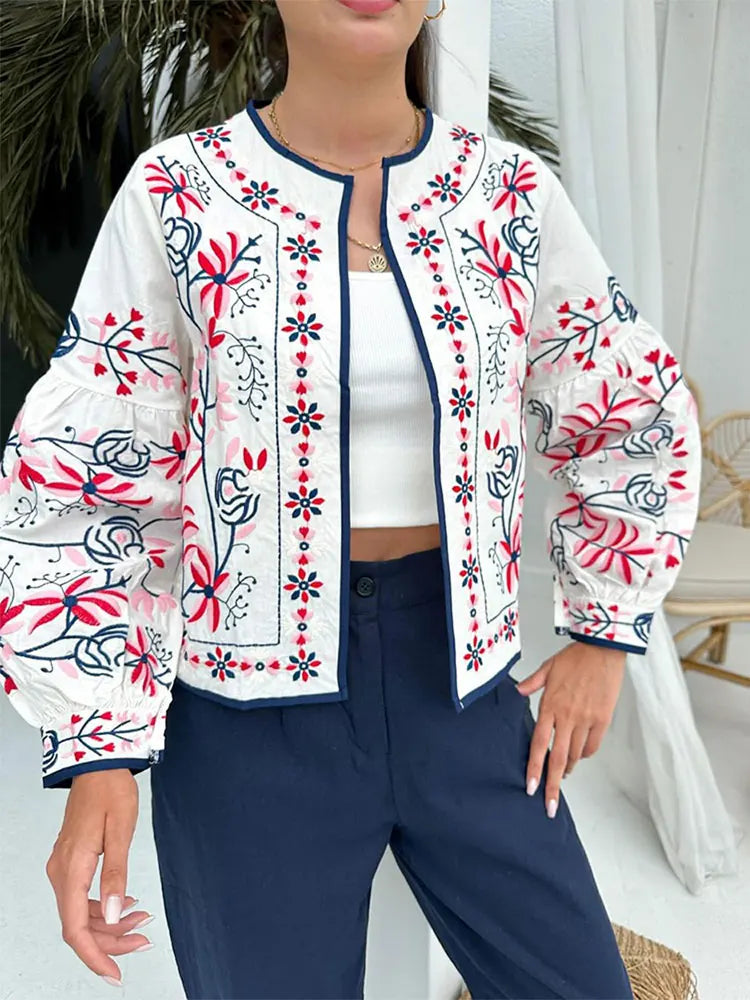 Dam Kofta Blommig Etnisk Stil 100% Polyester-4