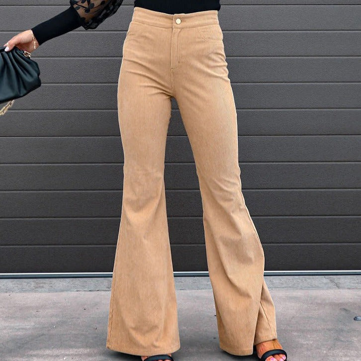 Kvinnors Byxor Cord Material Elegant Design-1