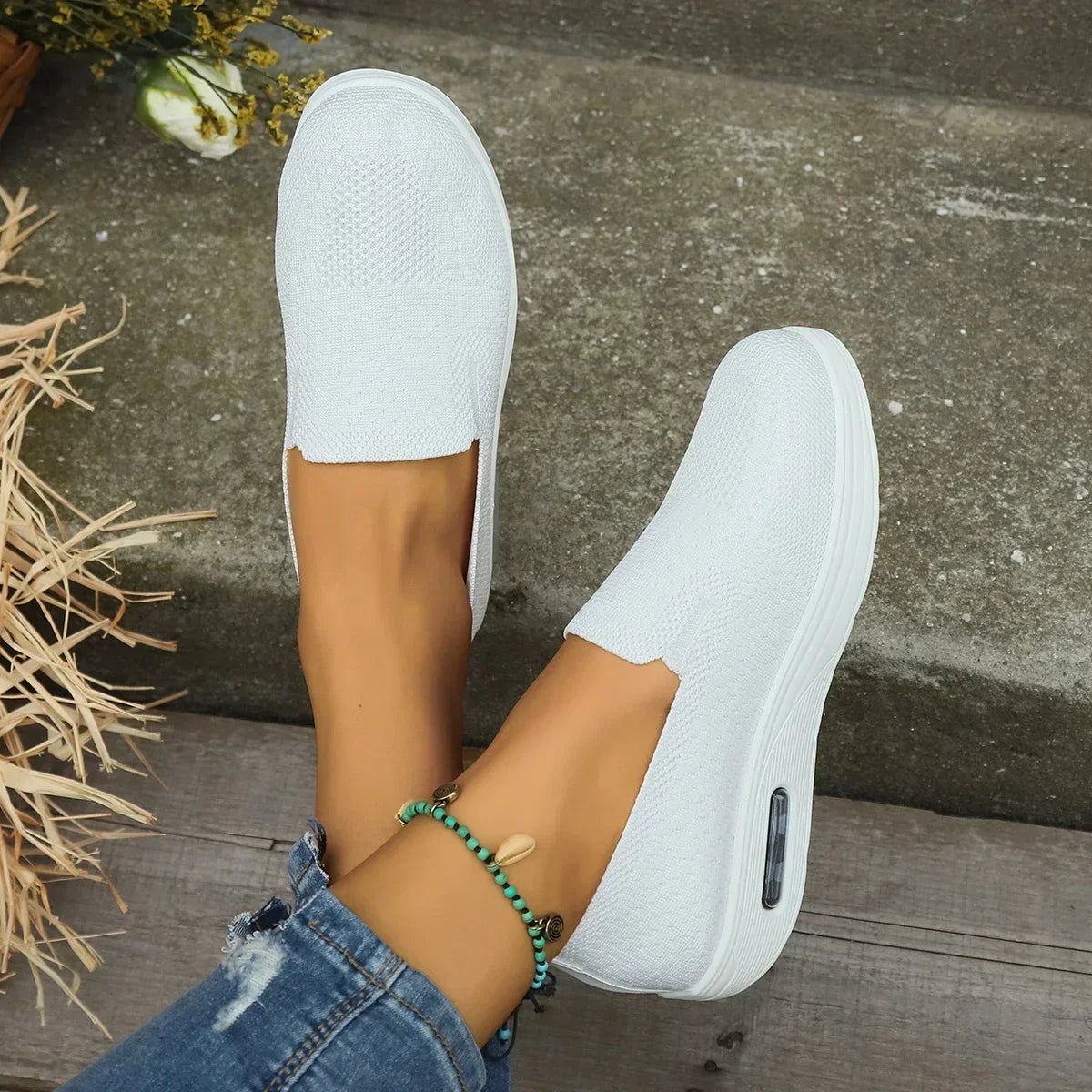 Dam Sneakers Plattform Mesh med Vadderad Sula för Bekväm Komfort – Elegant Design för Vardag och Sport 9