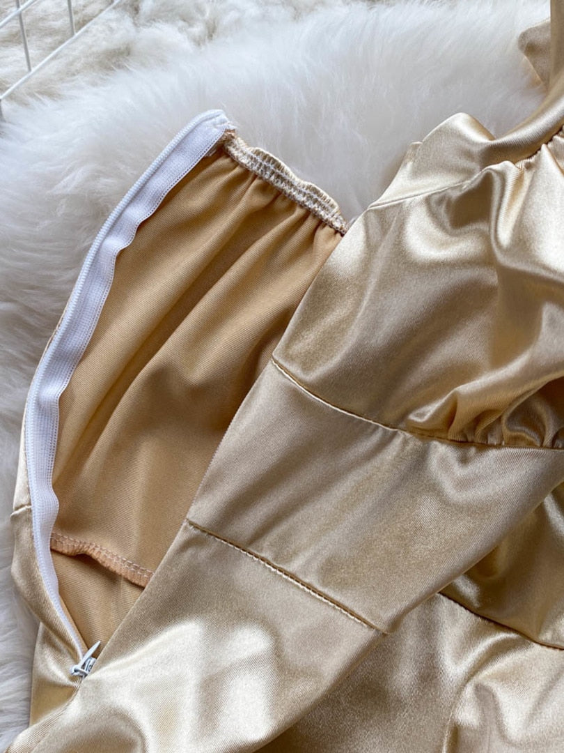 Kvinnors Miniklänning Halterneck Satin Polyester-4