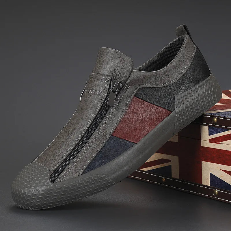 Dam Slip-On Sneakers Färgblock Textil med Dragkedja-6