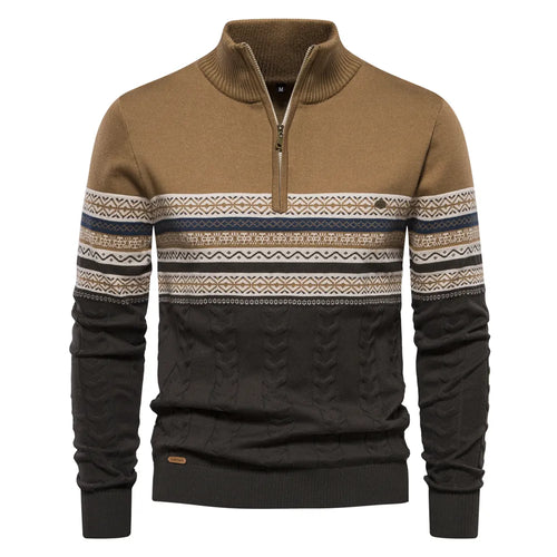 Herr Sweatshirt Retro Mönster Höghalsad Bomull 1