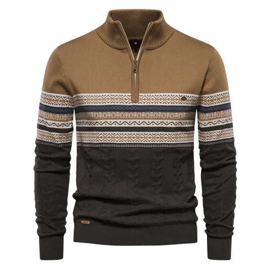 Herr Sweatshirt Retro Mönster Höghalsad Bomull 1