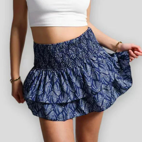 Kvinnors Minikjol Blommönster Plissédesign Polyester 1