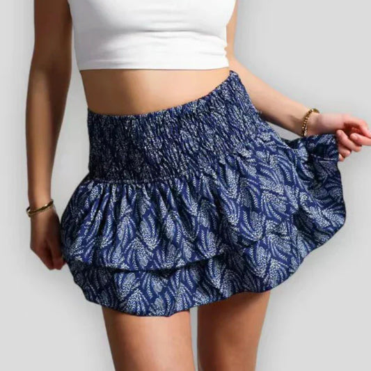 Kvinnors Minikjol Blommönster Plissédesign Polyester 1