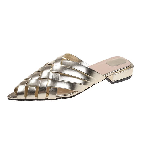 Dam Mules Låg Fyrkantig Sandal PU-material-1