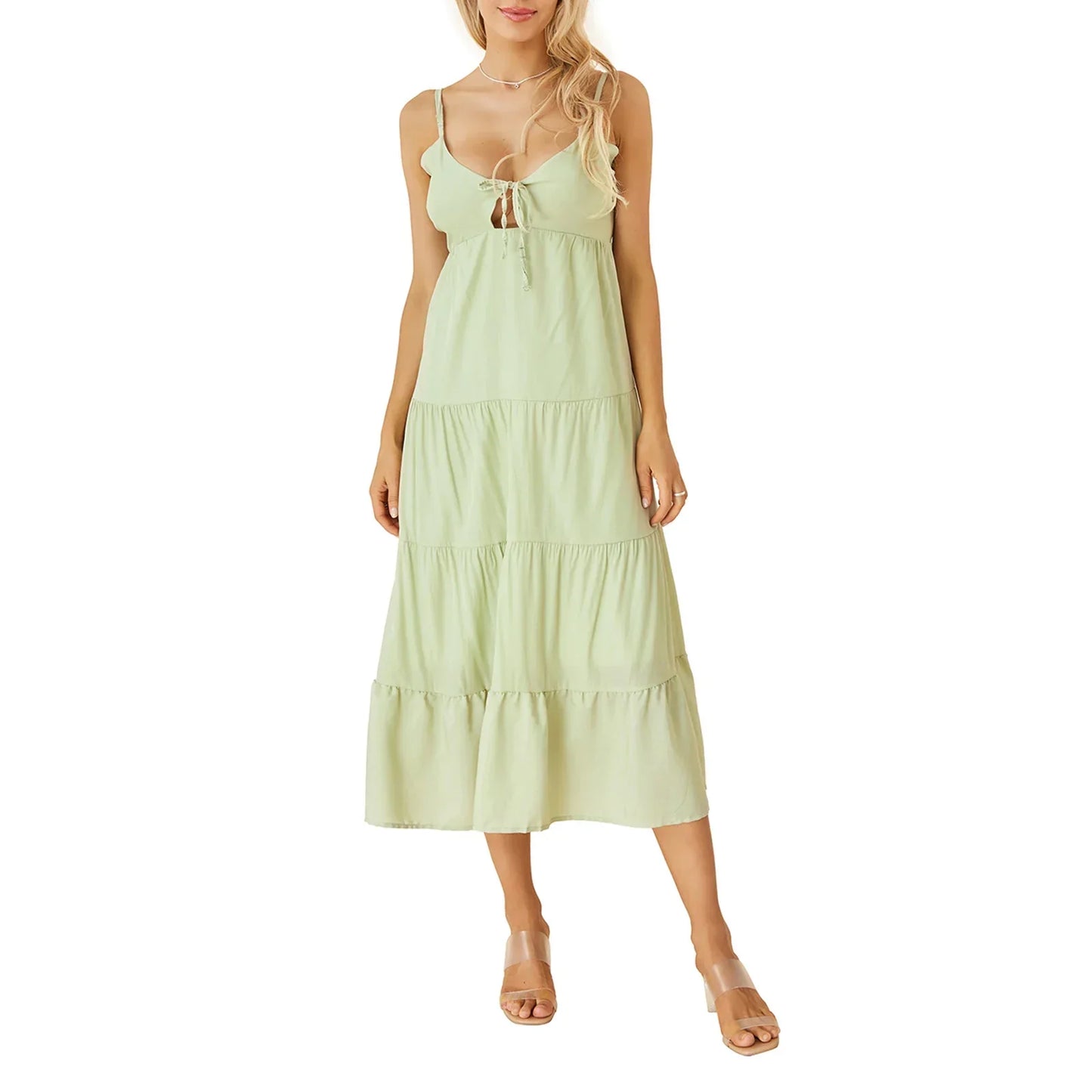 Variant image for Maxi Klänning Dam Med Bindande Bälte Lång Polyester-13