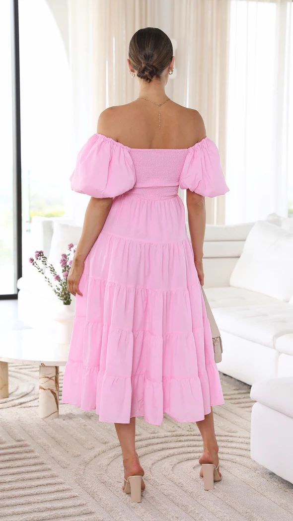 Dam Klänning Axelfri Midi Polyester Elegant 4
