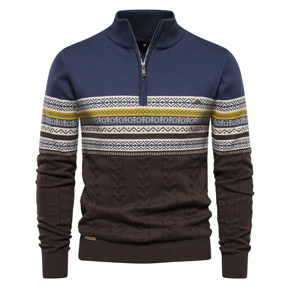 Stickad Dam Tröja Halv Dragkedja Jersey Fair Isle 10