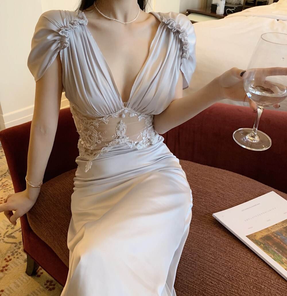 Kvinna MIDI Klänning Broderad A-linje Bomull Polyester-3