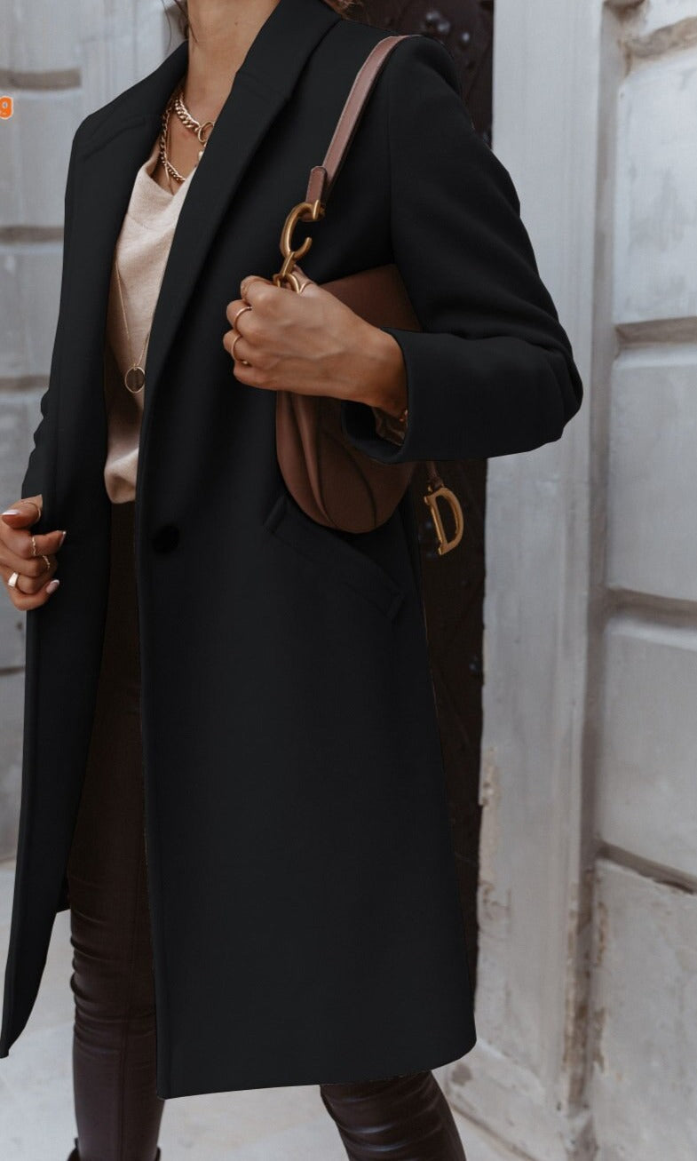 Variant image for Dam Kappa Lång med Lapel Knapp Polyester-13