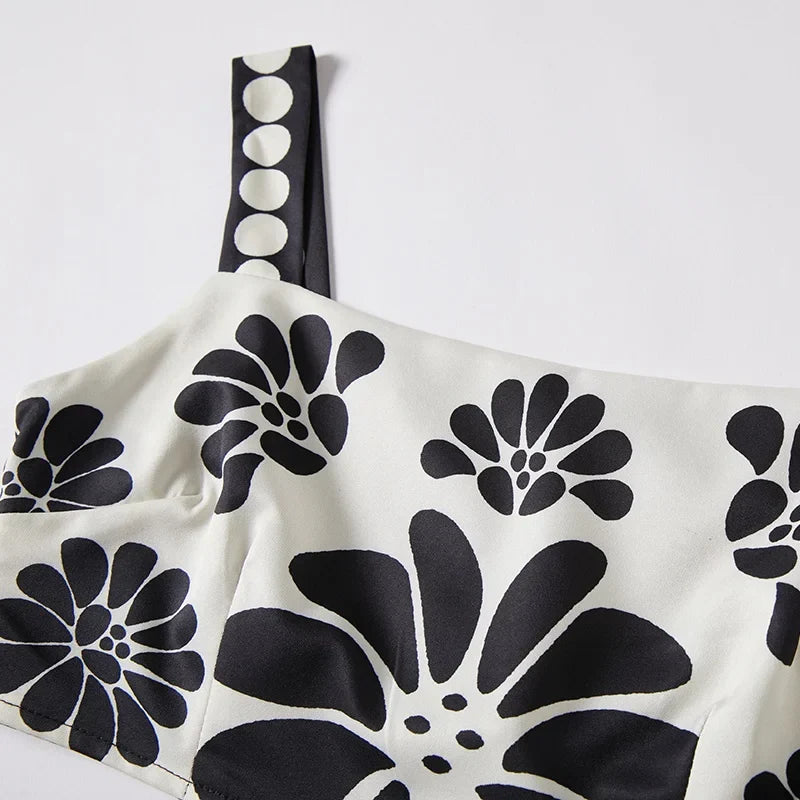 Damernas Sommarklänning Set i Polyester med Kjol och Top Ärmlös Midsommarklänning-4