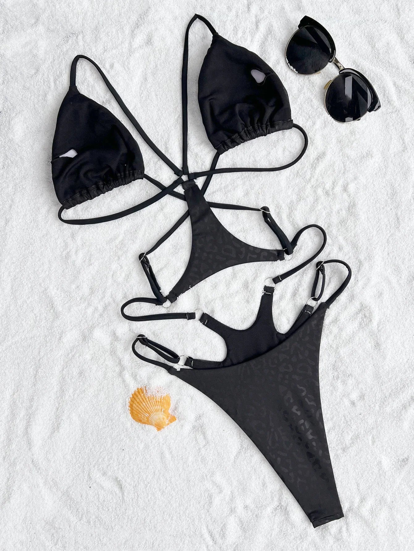 Baddräkt Dam Monokini Vågig Polyester Spandex-3