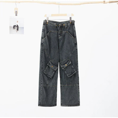 Dam Loose Jeans Trendig Regnbågsdesign Polyester och Bomull 1
