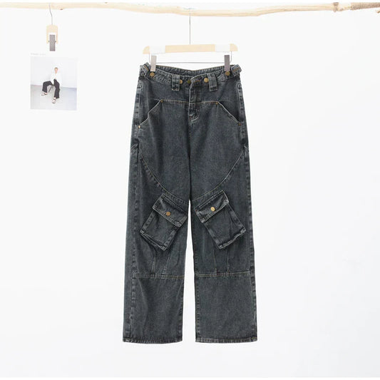 Dam Loose Jeans Trendig RegnbÄgsdesign Polyester och Bomull 1