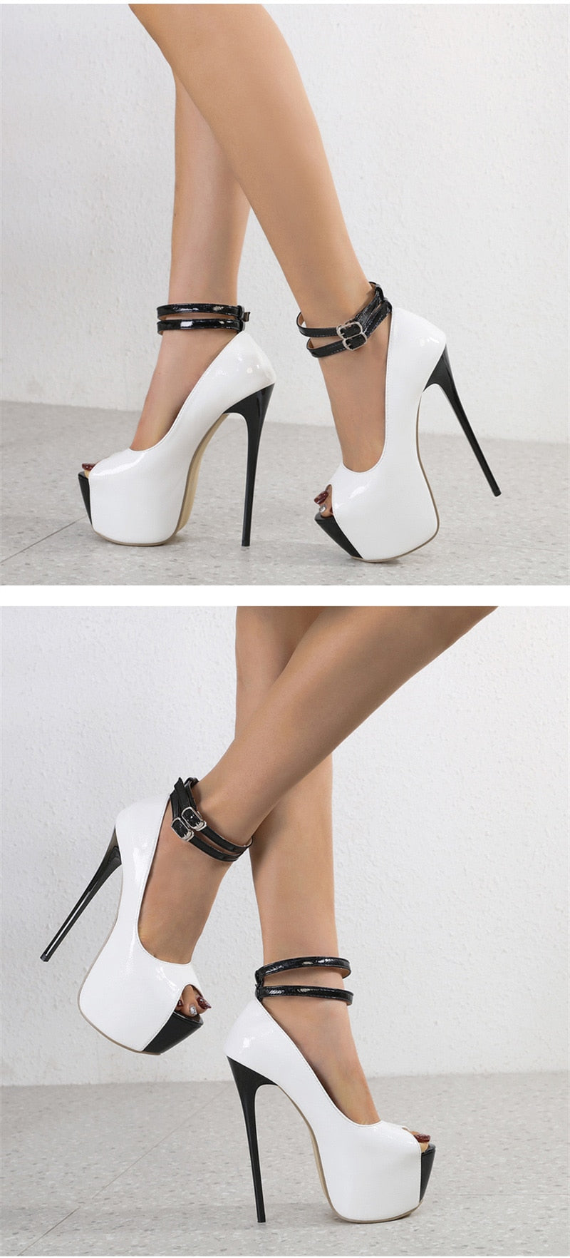 Kvinnors Pumpskor Peep Toe PU-Läder med Hög Klack-6