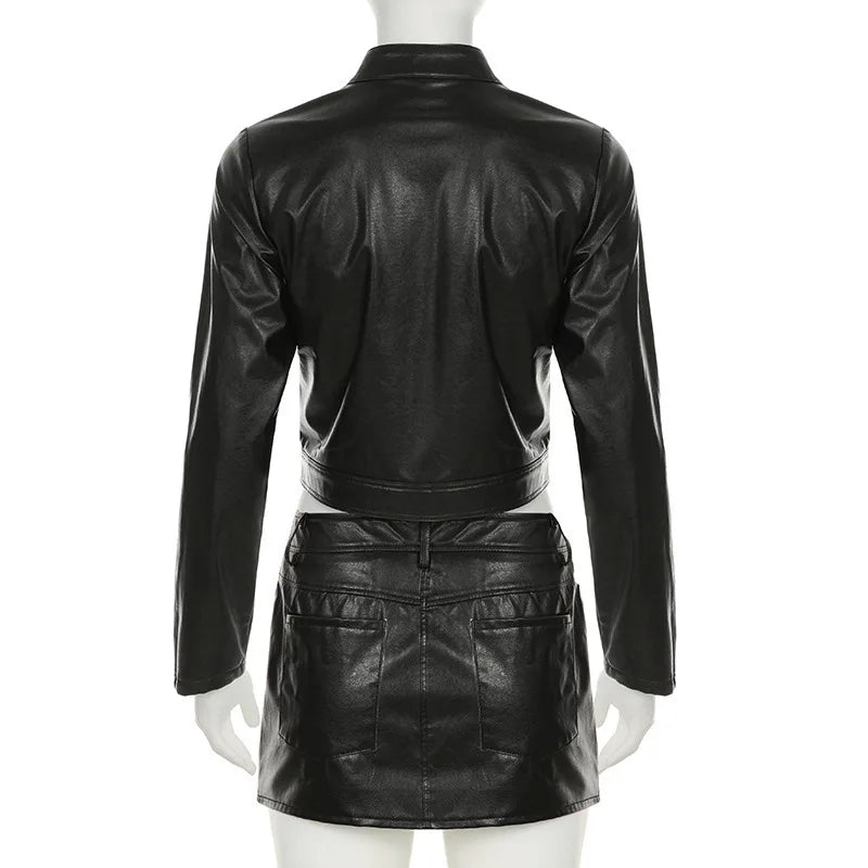 Dam Rock Set Elegant Syntetiskt Läder Spandex-6