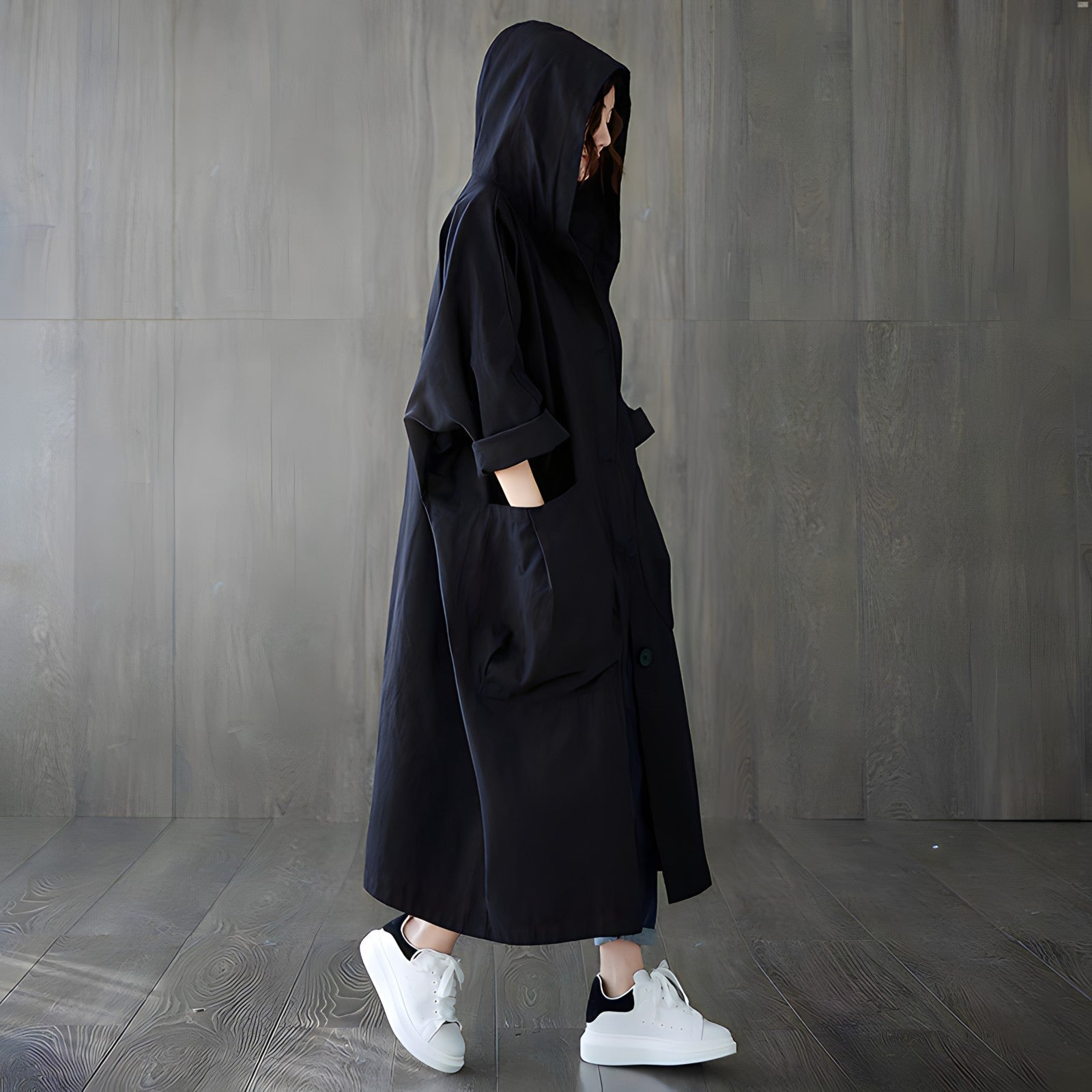 Dam Trenchcoat Överdimensionerad Polyester Höststil 5